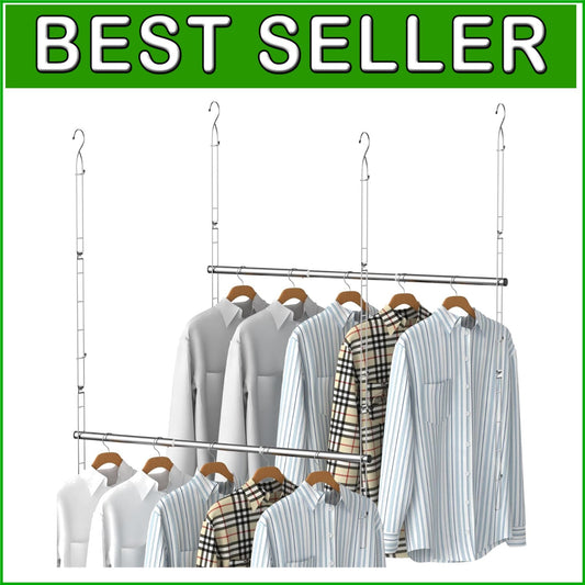 Adjustable Stainless Steel Hanging Rods - Maximize Closet Space with Ease