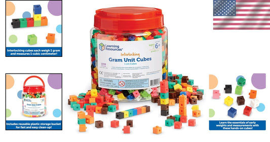 1,000 Interlocking Cubes for Counting and Measurement - Ages 6+, Multi-color