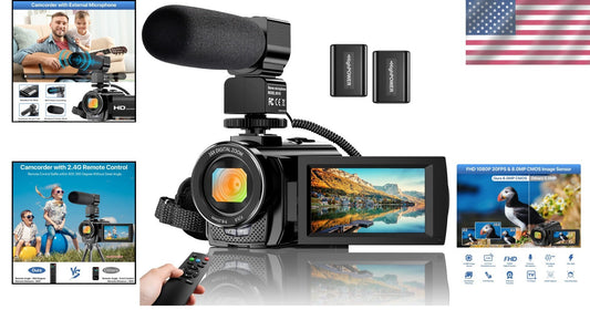 Digital Camcorder with 3'' Screen & Dual Batteries - Perfect for Beginners