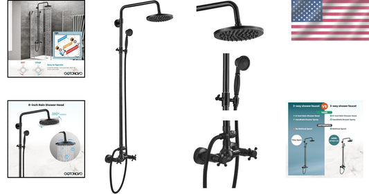 Dual Function Oil Rubbed Bronze Shower Faucet: 8-Inch Rainfall & Handheld Design