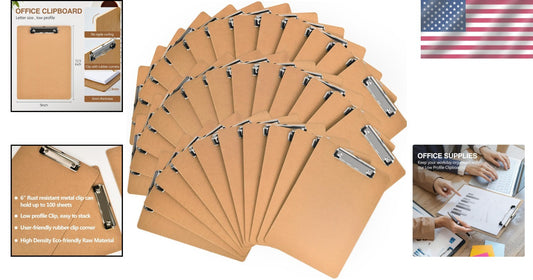 8.5 x 11 Wooden Clipboards with Low Profile Clip - Perfect for Work & Classrooms