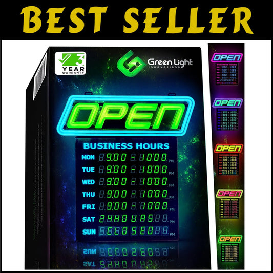 Bright Multi-Color LED Open Sign - Easy Setup with Chains and Hooks Included
