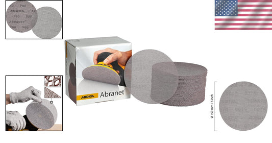 50 Pack of 6-Inch Abranet Sanding Discs - Aluminum Oxide, Dust-Free Performance