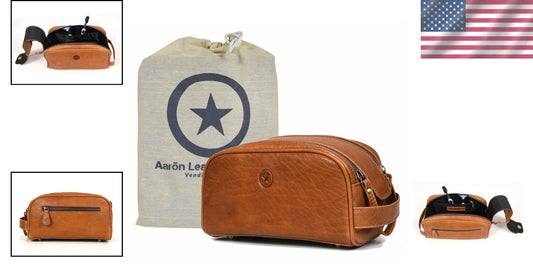 Elegant 10" Leather Dopp Kit with Waterproof Lining - Travel Essentials Unisex