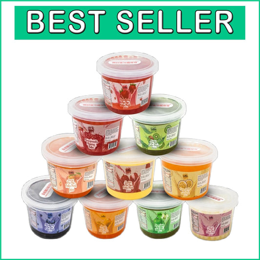 Bursting Bobaz Pearls Variety Pack - 6 Juicy Fruit Flavors for DIY Drinks