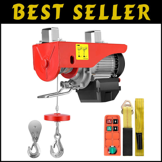 110V Electric Winch with Emergency Stop – 440 lbs Capacity and Wireless Control