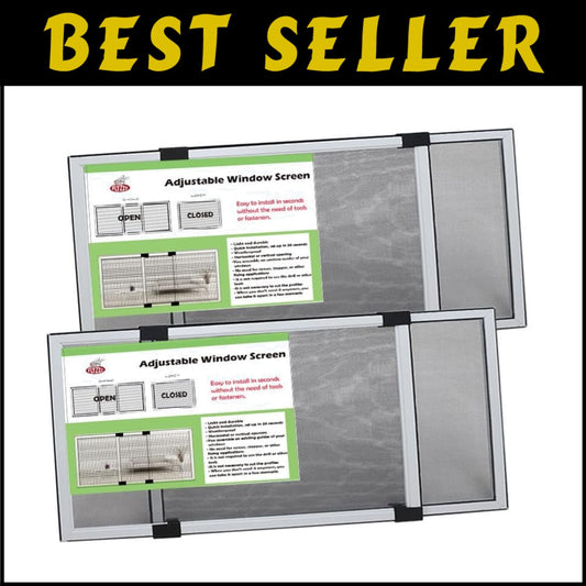 Versatile Expandable Window Screen Set 10"H x 19-36"W for Fresh Air Without Bugs
