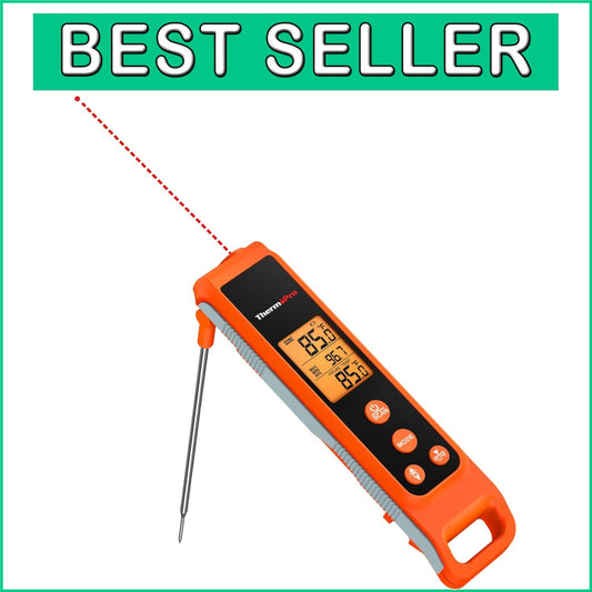 Fast & Accurate 2-in-1 IR Cooking Thermometer with Meat Probe - 572°F Max