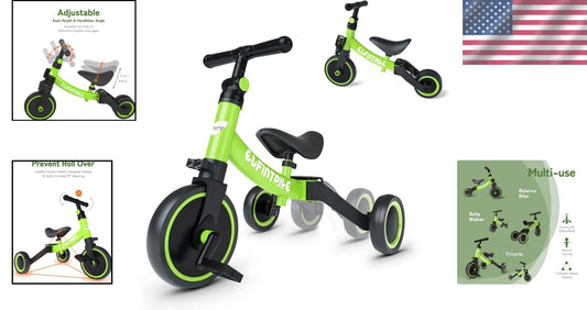 Durable Carbon Steel Toddler Bike: Balance Training Tricycle for Ages 10m-4yr