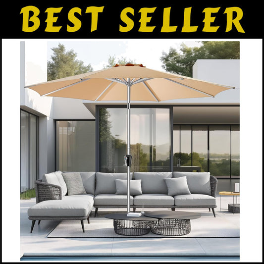 9FT Fade-Resistant Aluminum Patio Umbrella with UV Protection - Beige Elegance