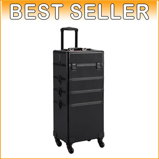 Chic 4-in-1 Makeup Case with Detachable Trays - Large Travel Trolley Organizer