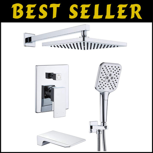 Elegant Wall-Mounted Tub Shower Faucet with High Flow & Self-Cleaning Feature