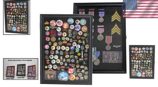 Elegant Black Finish Medal Shadow Box - Perfect for Military Medals and Pins