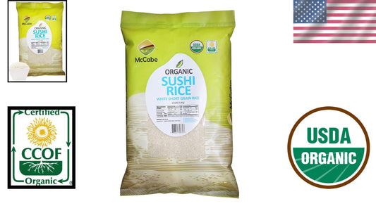12 Pounds of Organic California Sushi Rice - USDA/CCOF Certified and Gluten-Free