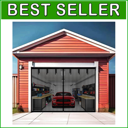Easy Install Magnetic Garage Door Screen 8x7ft - Durable & Refreshing Airflow