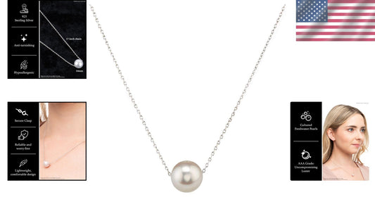 Luxury Sterling Silver 17-Inch Pearl Pendant Necklace for Women - Timeless Gift
