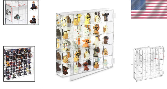 Stylish Wall Mount 25 Compartment Display Cabinet for Small Collectibles - 10.7"