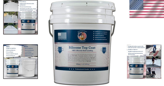 100% Silicone Roof Restoration Coating - 4.75 Gallon, UV Resistant & Waterproof
