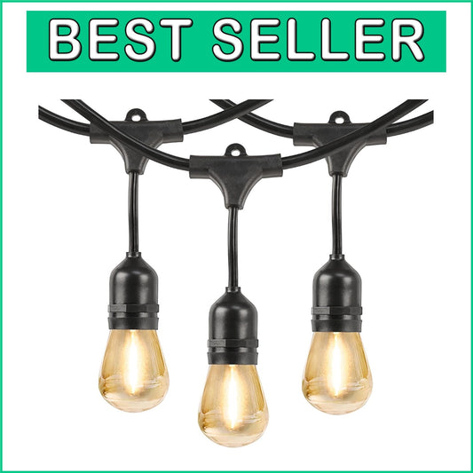Weatherproof Solar Powered String Lights - 20ft with 11 Shatterproof Bulbs