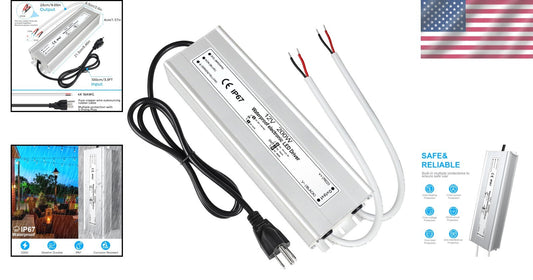 Versatile 200W Waterproof LED Power Supply - 12V DC Adapter for Outdoor Projects