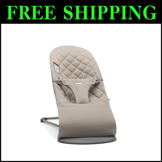 Luxury Adjustable Baby Bouncer and Toddler Chair in Sand Gray Cotton - Portable