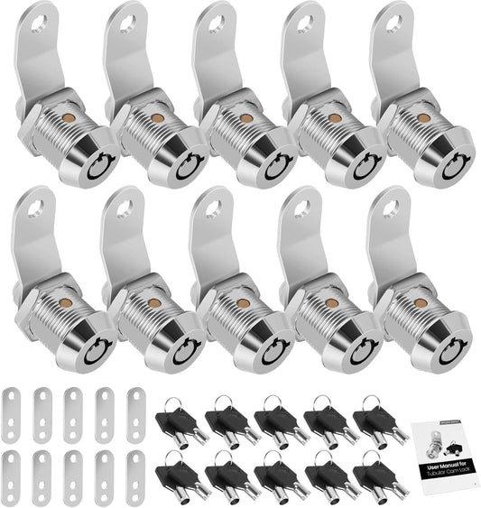 10 Pack Waterproof Keyed Alike Toolbox Locks - Zinc Alloy, 5/8" Flexible Fit