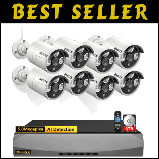 5MP 2.7K Outdoor Security Camera with Night Vision - AI Detection & 4TB Storage