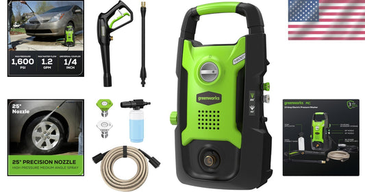 1600 PSI Compact Electric Pressure Washer - Lightweight & Versatile Cleaning