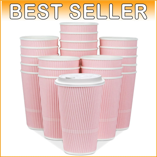 16 oz Insulated Ripple Coffee Cups with Lids - Stylish and Leak-Proof, 70 Pack