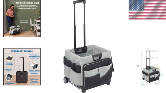 Ergonomic Rolling Storage Cart with Removable Canvas Organizer - Easy Transport