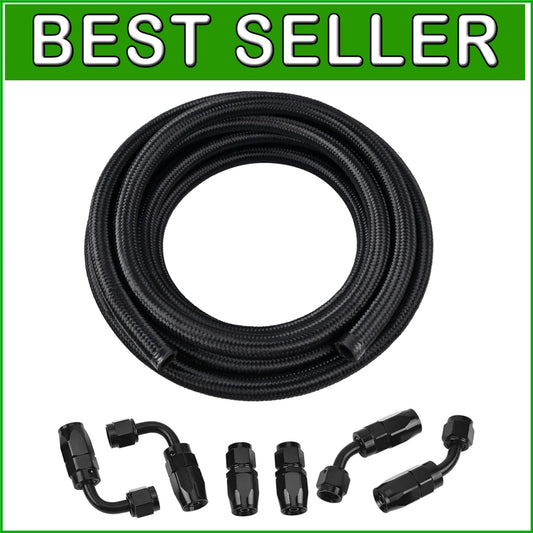 10FT High-Performance 4AN Fuel Hose Kit - CPE Synthetic Rubber Braided Design