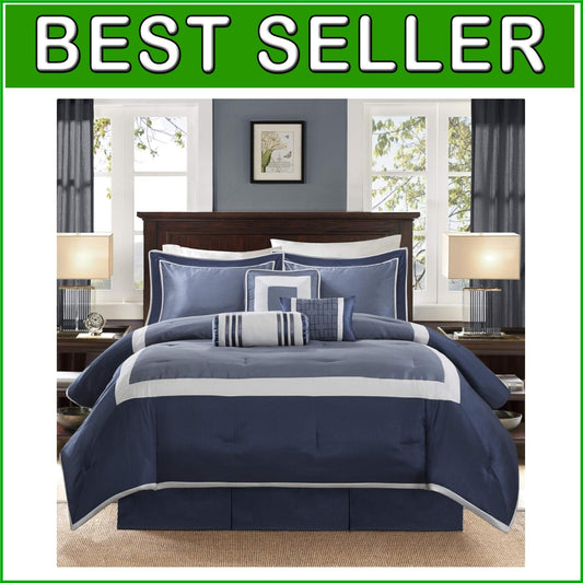 Elegant Navy King Bedding Set - 7-Piece Luxury Down Alternative Collection