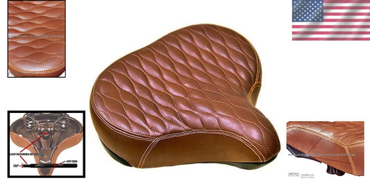 Stylish Faux Leather Beach Cruiser Saddle with Spring Cushioning - Black & White