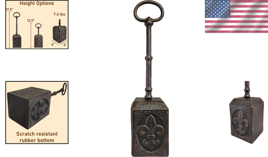 Durable Cast Iron Door Stopper with Adjustable Handle and Fleur de Lis Detailing