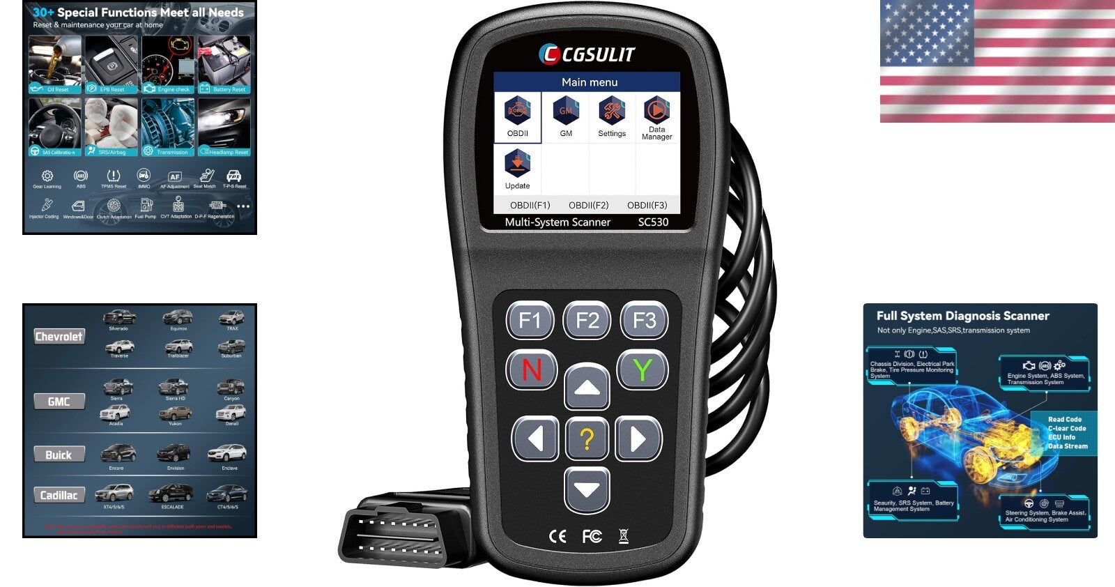 30+ Functions Chevy/GMC Code Reader with Battery Registration & Lifetime Updates