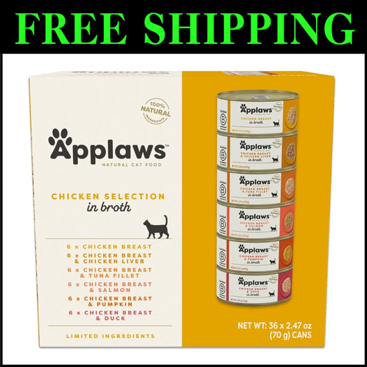 Protein-Packed Chicken Wet Cat Food in Broth - 36 Cans, Perfect for Picky Eaters