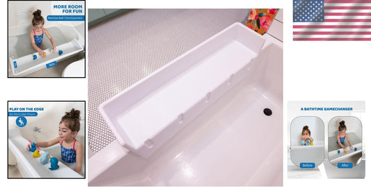 36" Bathtub Toy Storage Caddy - Suction Cup Splash Guard for Mess-Free Bath Time