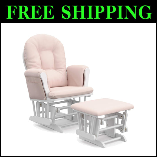Padded Nursery Hoop Glider & Ottoman with Side Storage – Easy Assembly, Elegant