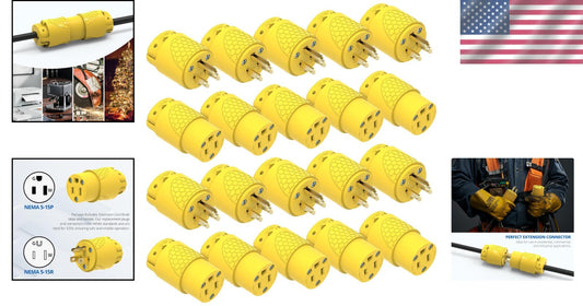Yellow Electrical Replacement Plug Kit for Extension Cords, 15A 3-Prong Design
