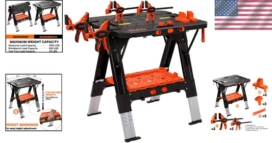 Versatile Portable Work Table - 2-in-1 Functionality & 500 lbs Clamping Strength