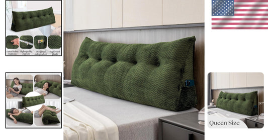 Queen Size Wedge Backrest Pillow - Ergonomic Support for Reading and Relaxation