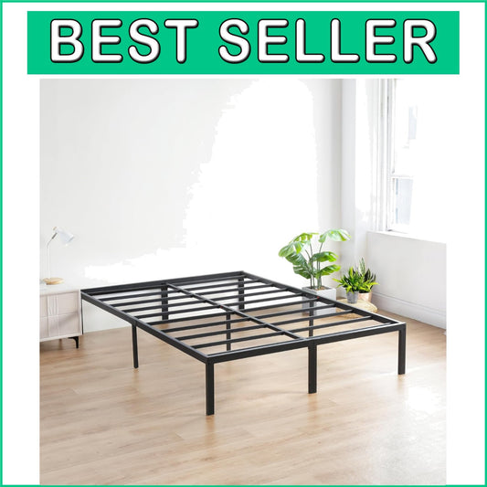 Durable Steel Platform Bed Frame, California King, 18-Inch Height, Extra Storage