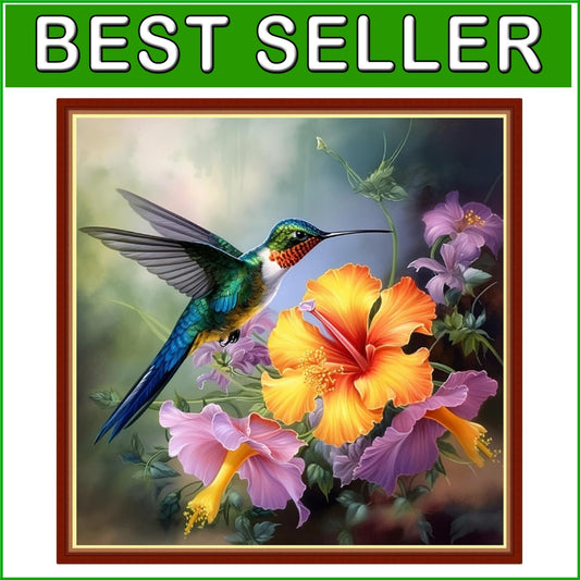 DIY Cross Stitch Embroidery Kit for Adults - Hummingbirds Theme, 17.7 x 17.7 in