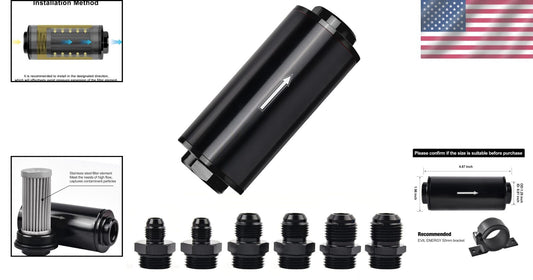 Durable 10 Micron Fuel Filter for Gasoline, Diesel & E85 - AN6/AN8/AN10 Equipped