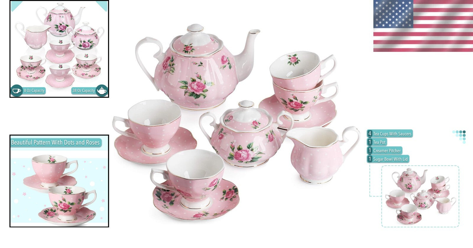 Exquisite Floral China Tea Set - 13-Piece Gift Set for Elegant Tea Times
