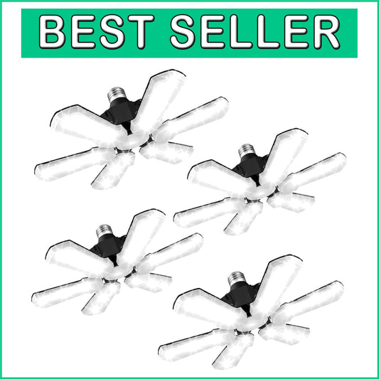 Bright 60000 Lumens Garage Ceiling Lights with Adjustable Panels - 4 Pack