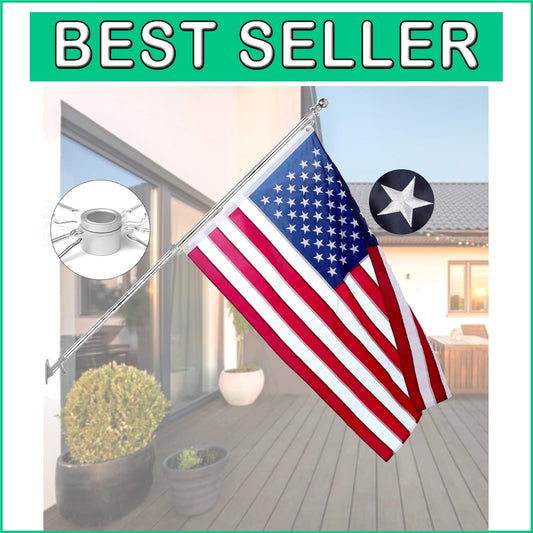 6ft Stainless Steel Flag Pole Kit with 3x5 ft Heavy-Duty American Flag
