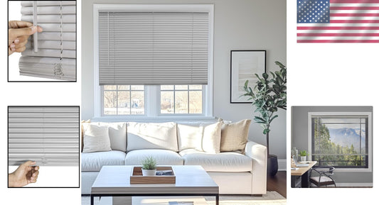 Durable Gray Cordless Mini Blinds, 72"W x 64"H - Ultimate Light Control
