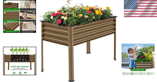 Spacious Galvanized Oval Garden Bed with Legs - Perfect for Vegetables & Flowers