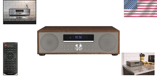 Vintage-Inspired Fleetwood Bluetooth FM Radio and CD Player with Alarm Clock